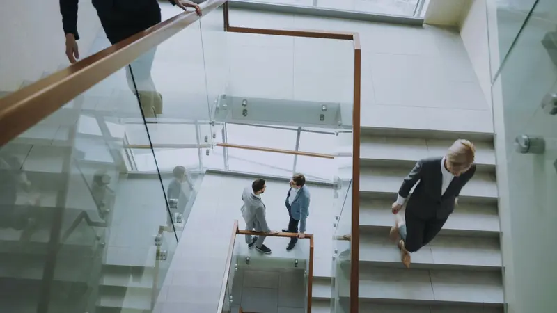 A workplace with computers