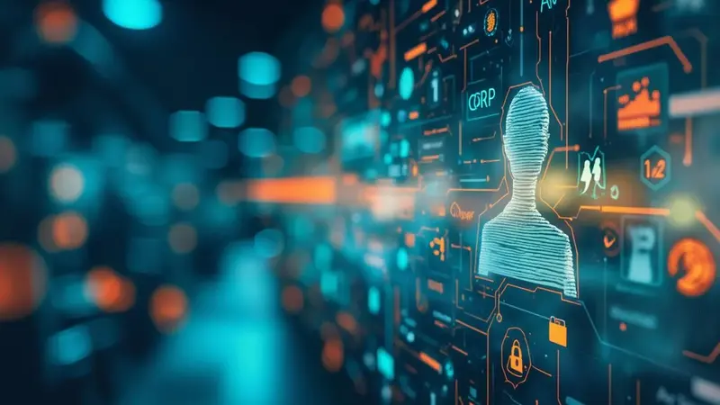 Digital illustrasjon av CRM og data